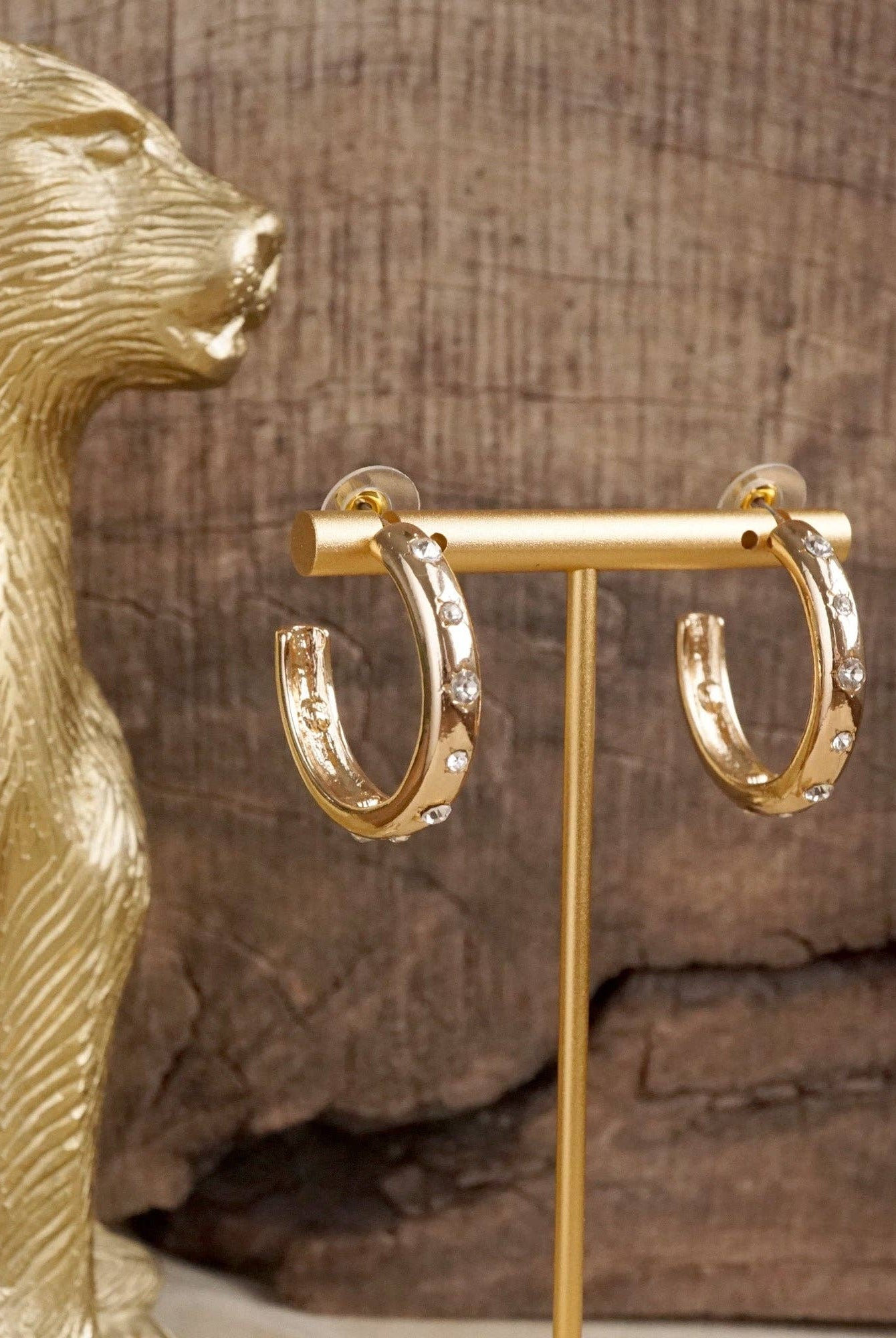 Classic Bubble Hoops – Gold with Crystal-250 Jewelry-PennyLine inc-The Lovely Closet, Women's Fashion Boutique in Alexandria, KY