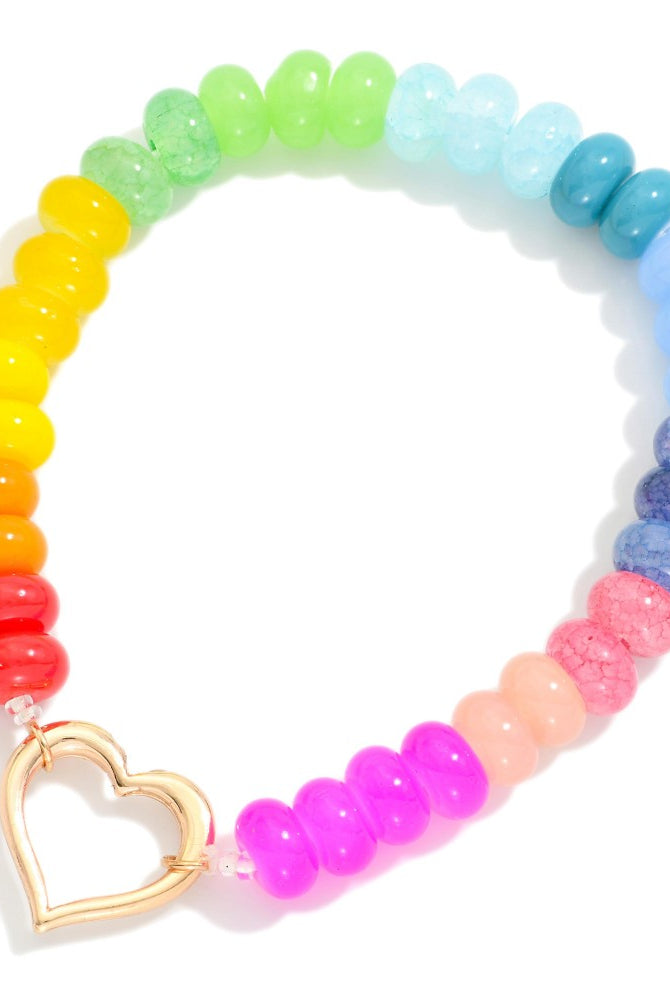 Candy Bead Bracelet with Open Heart Charm-250 Jewelry-judson-The Lovely Closet, Women's Fashion Boutique in Alexandria, KY