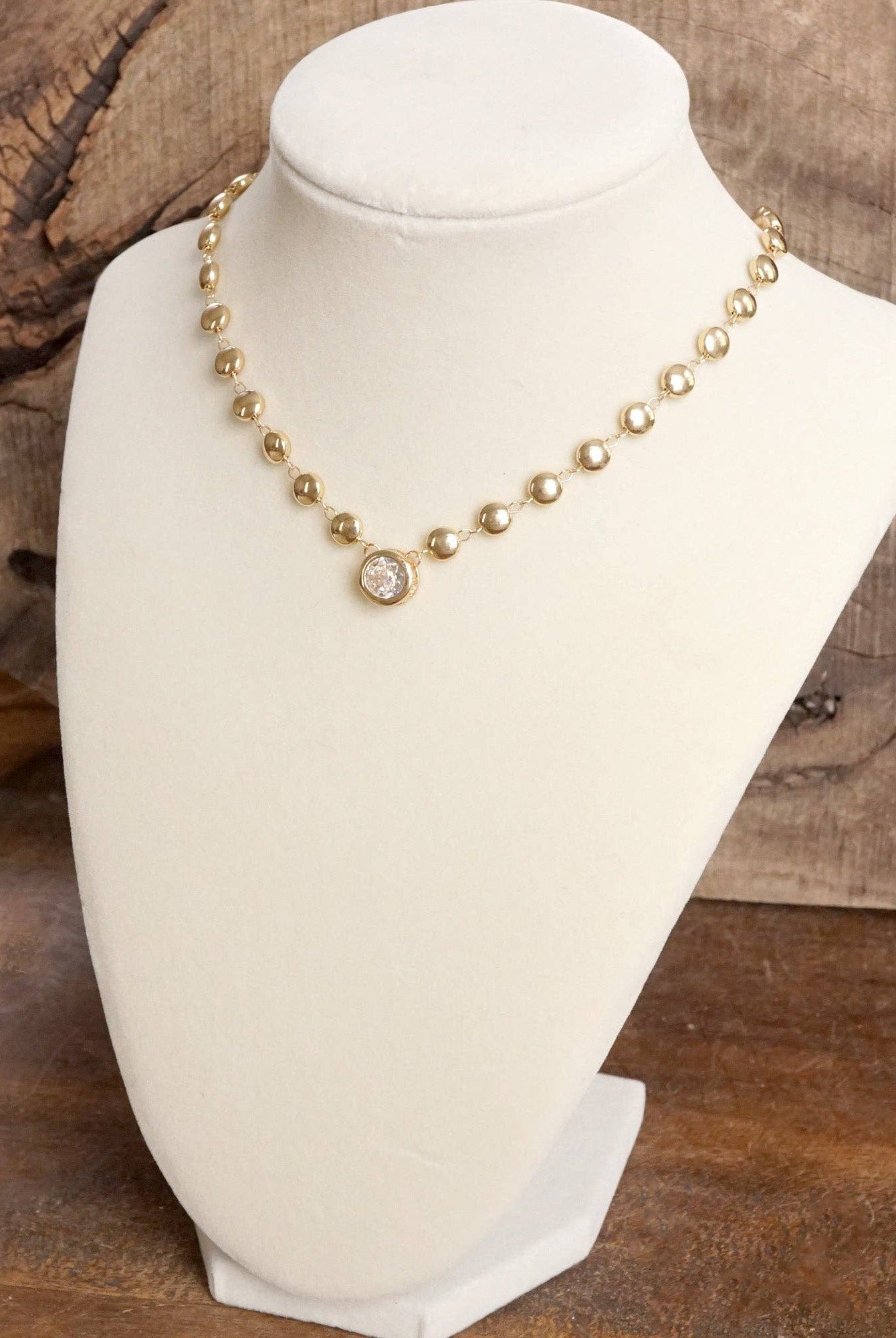 Crystal Pendant Necklace - Gold-250 Jewelry-PennyLine inc-The Lovely Closet, Women's Fashion Boutique in Alexandria, KY
