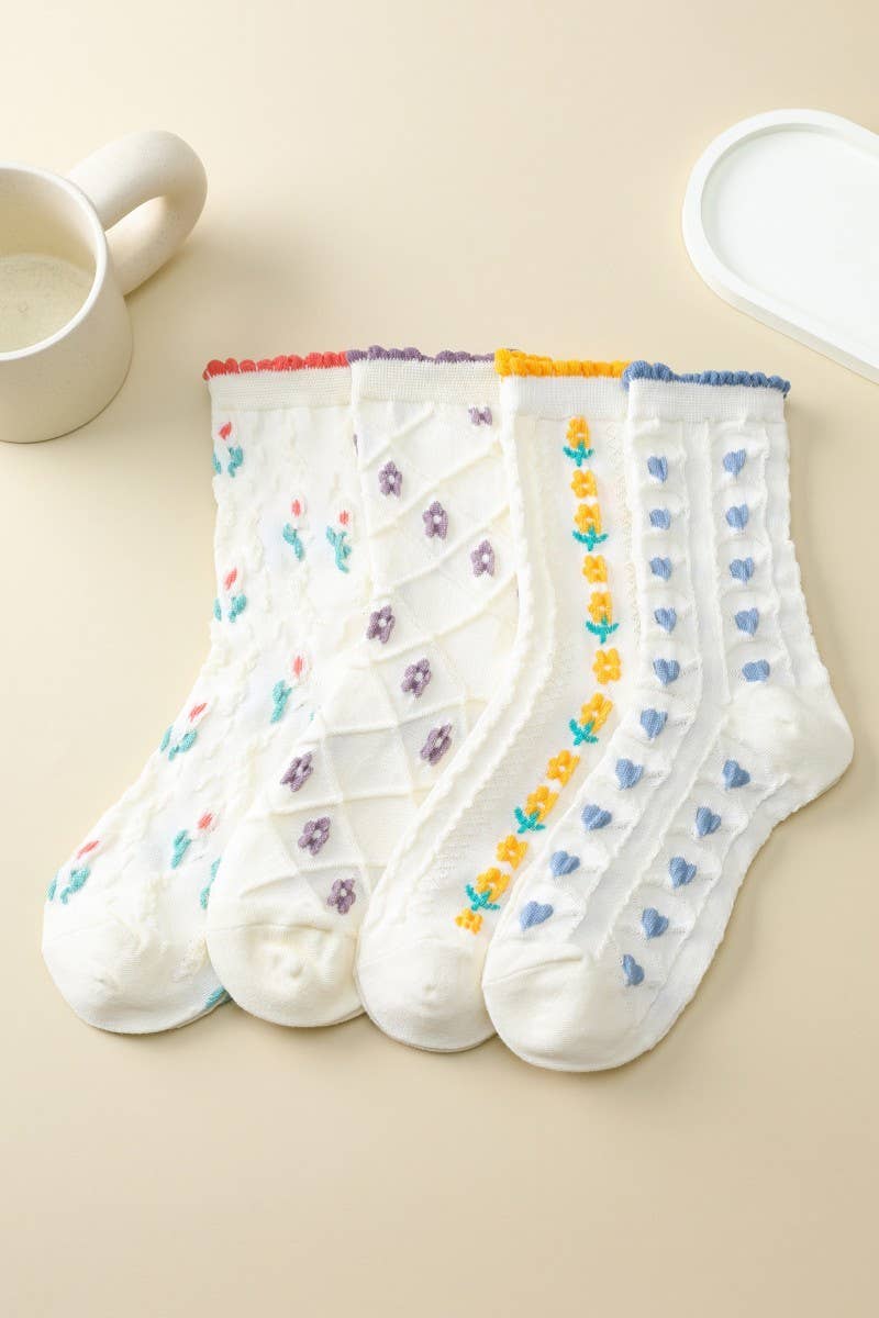 Pretty Petals Socks-280 Accessories-JOSSLYN by wall to wall-The Lovely Closet, Women's Fashion Boutique in Alexandria, KY