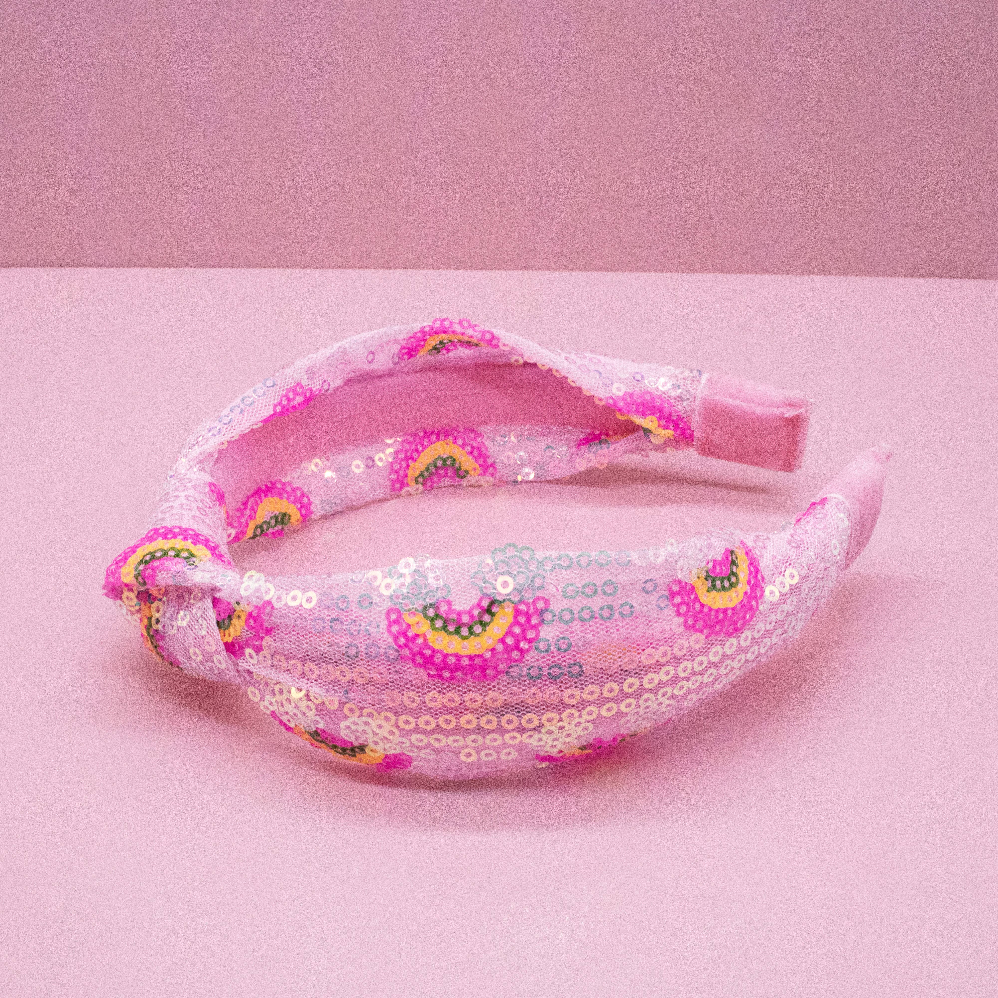 Kids Sequin Knot Headband - Rainbow: Pink-360 Carolines Closet-Frog Sac-The Lovely Closet, Women's Fashion Boutique in Alexandria, KY