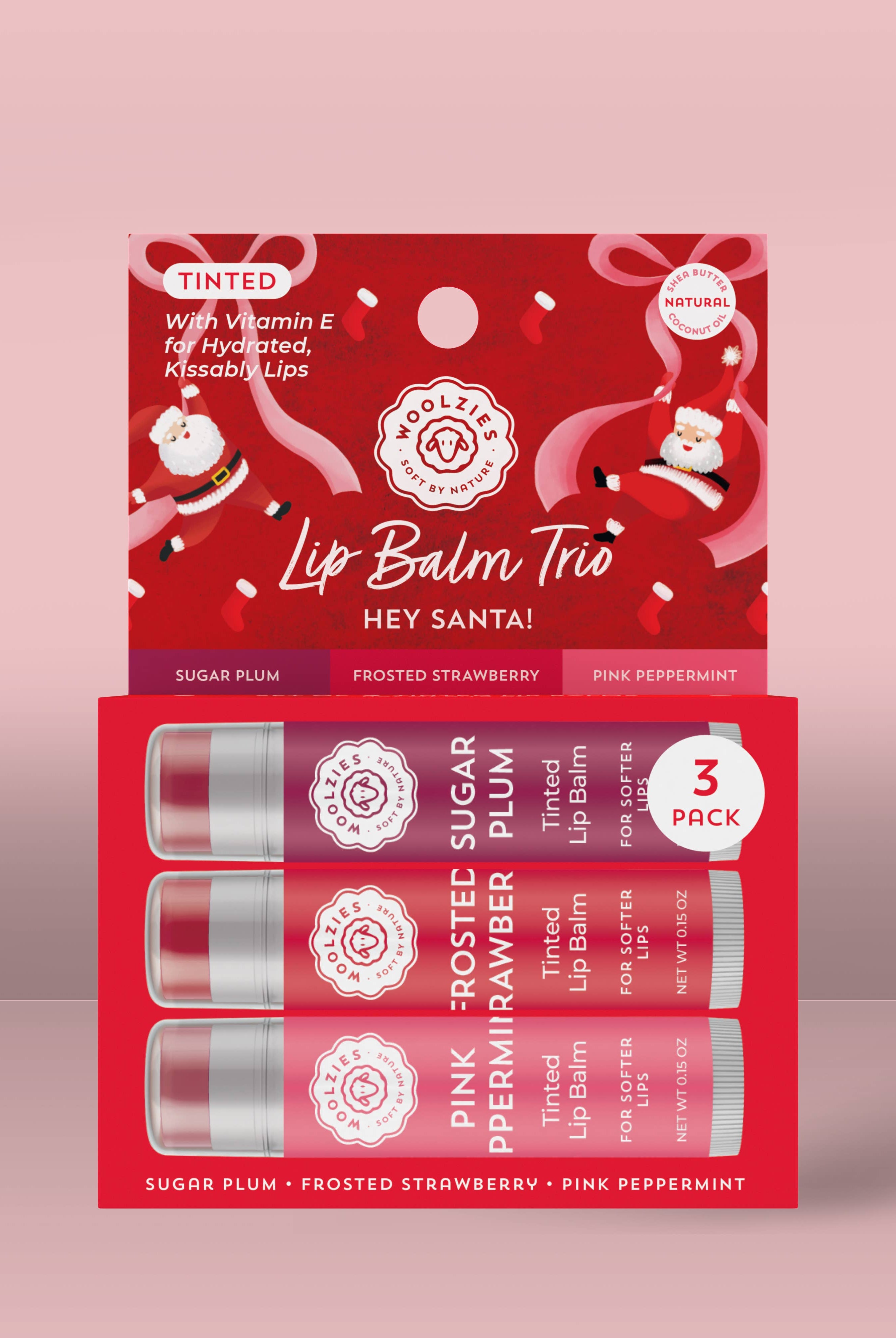 Tinted Shea Butter Lip Balm Trio – Hey Santa!-350 Holiday-Woolzies-The Lovely Closet, Women's Fashion Boutique in Alexandria, KY