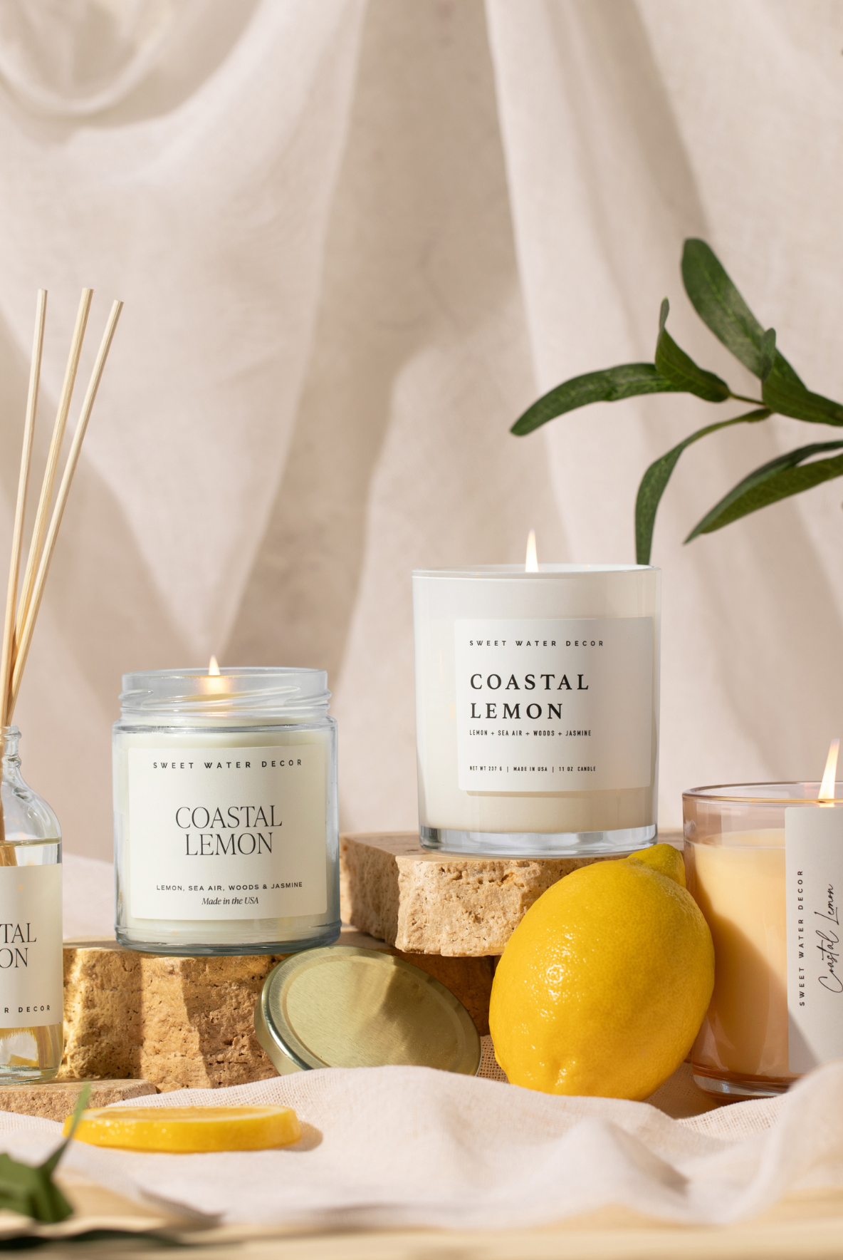 Coastal Lemon 11 oz Soy Candle-310 Gift-Sweet Water Decor-The Lovely Closet, Women's Fashion Boutique in Alexandria, KY