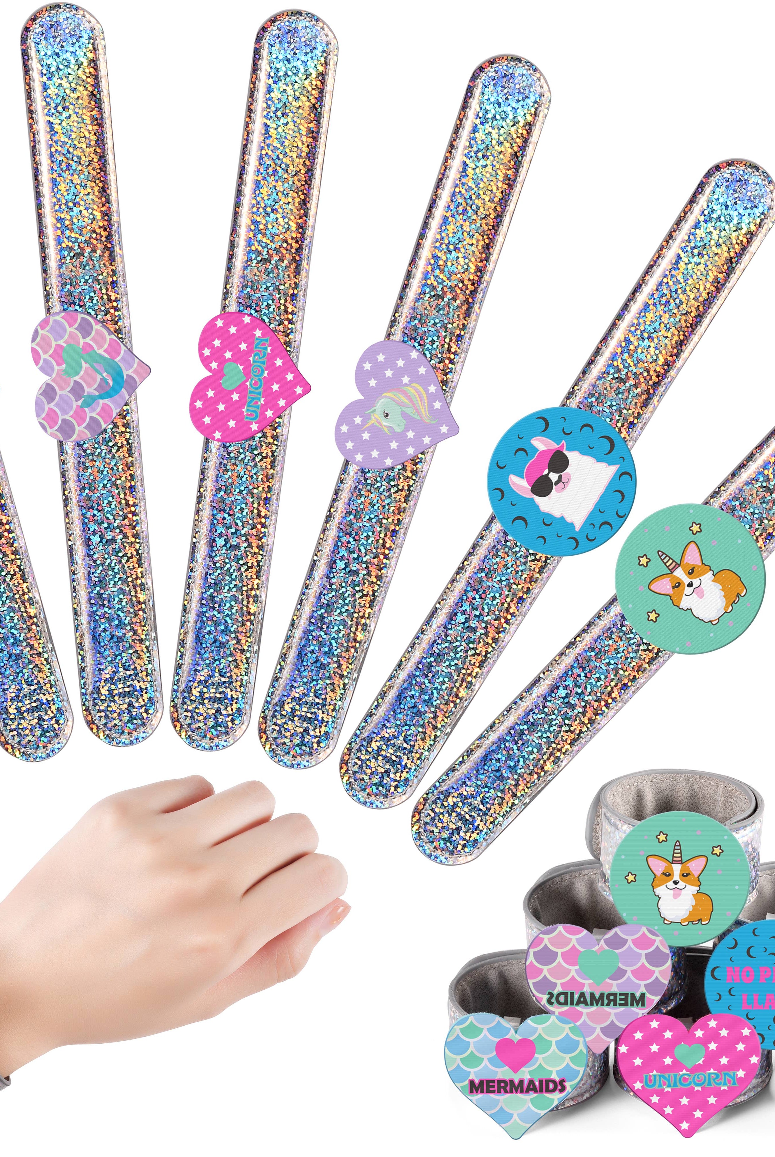 Glitter Slap Bracelet with 3D Image-Shifting Charms-310 Gift-Frog Sac-The Lovely Closet, Women's Fashion Boutique in Alexandria, KY