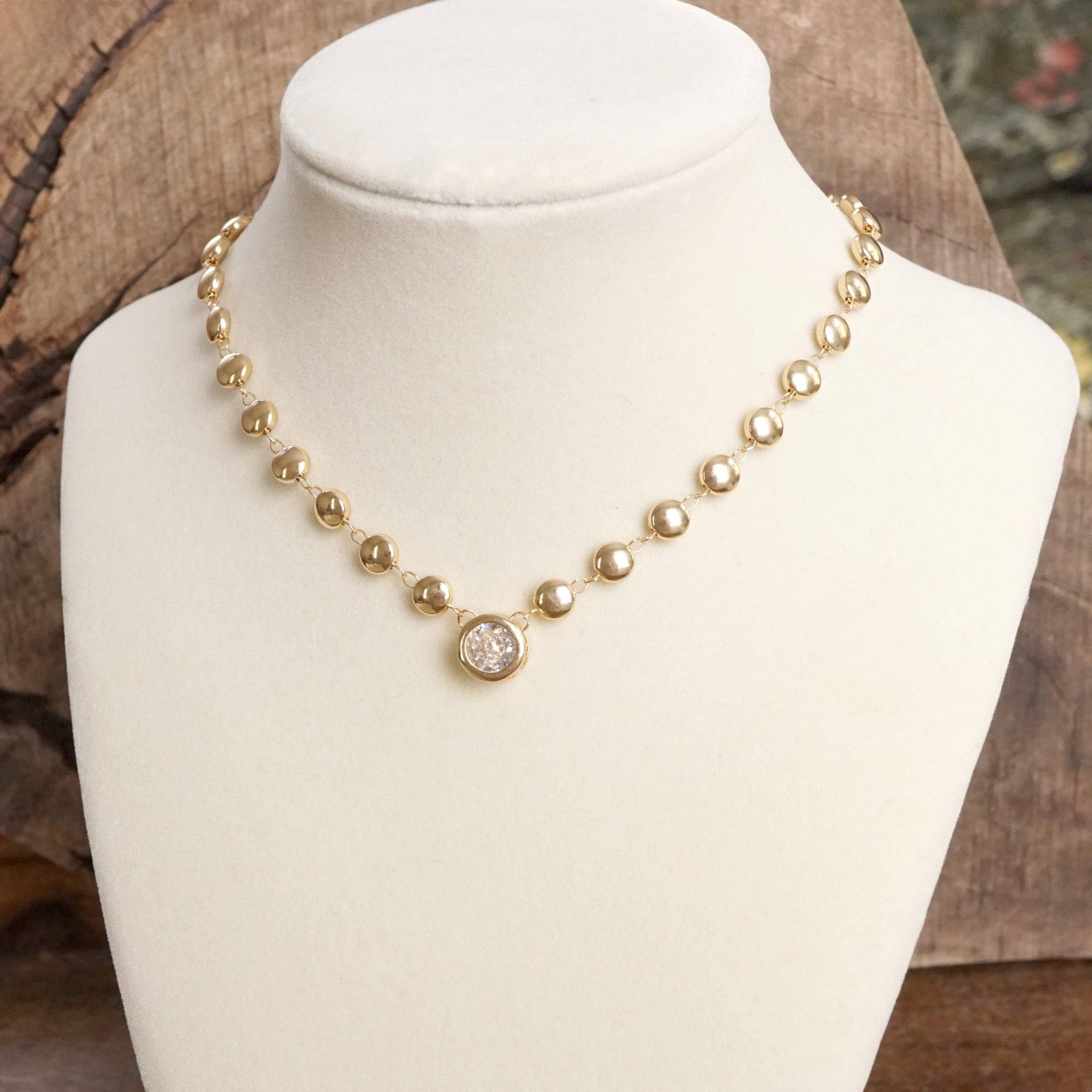 Crystal Pendant Necklace - Gold-250 Jewelry-PennyLine inc-The Lovely Closet, Women's Fashion Boutique in Alexandria, KY