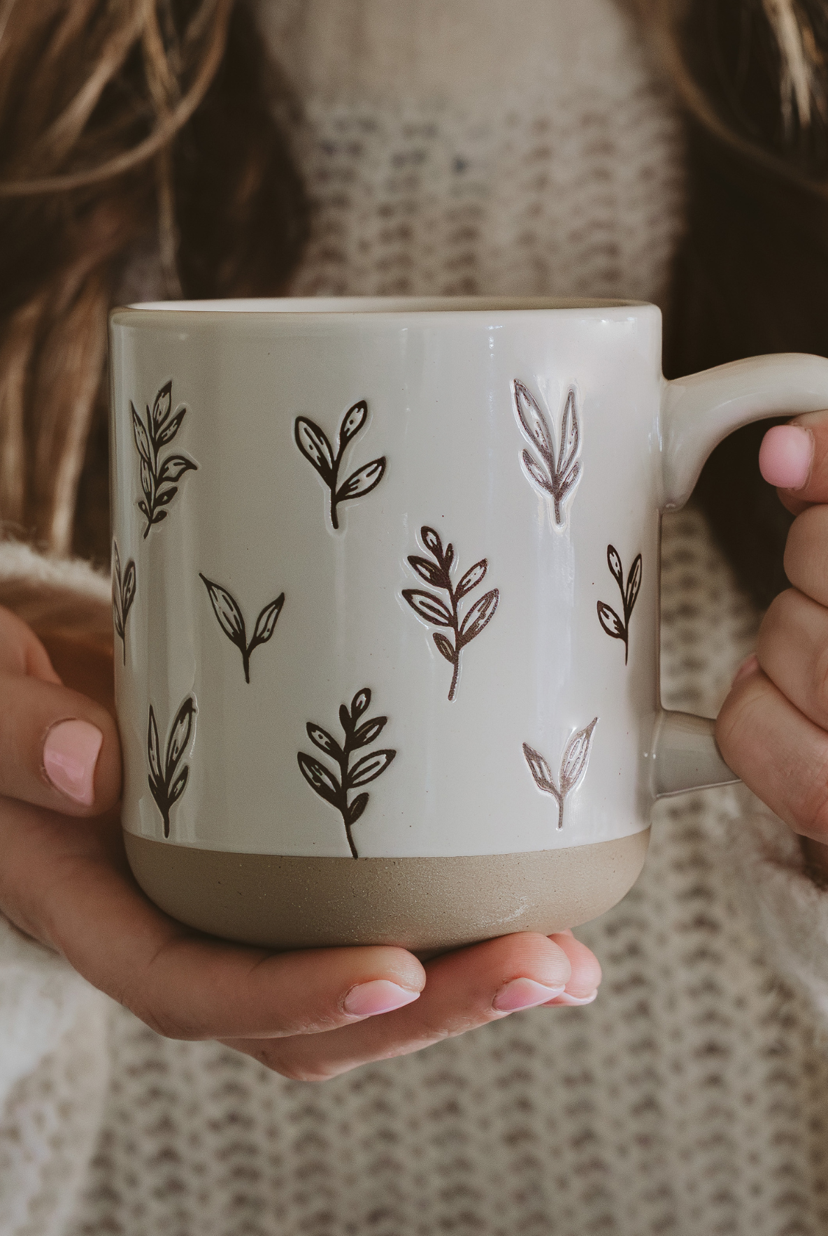 Brown Leaves Stoneware Coffee Mug-310 Gift-Sweet Water Decor-The Lovely Closet, Women's Fashion Boutique in Alexandria, KY