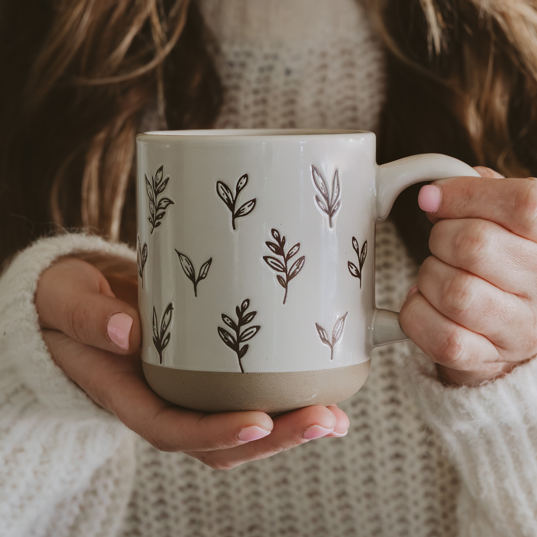 Brown Leaves Stoneware Coffee Mug-310 Gift-Sweet Water Decor-The Lovely Closet, Women's Fashion Boutique in Alexandria, KY