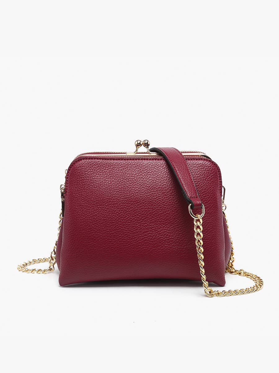 Kiva Kiss Lock Crossbody w/ Chain Strap - Brown-290 Bag/Handbags-Jen & Co.-The Lovely Closet, Women's Fashion Boutique in Alexandria, KY