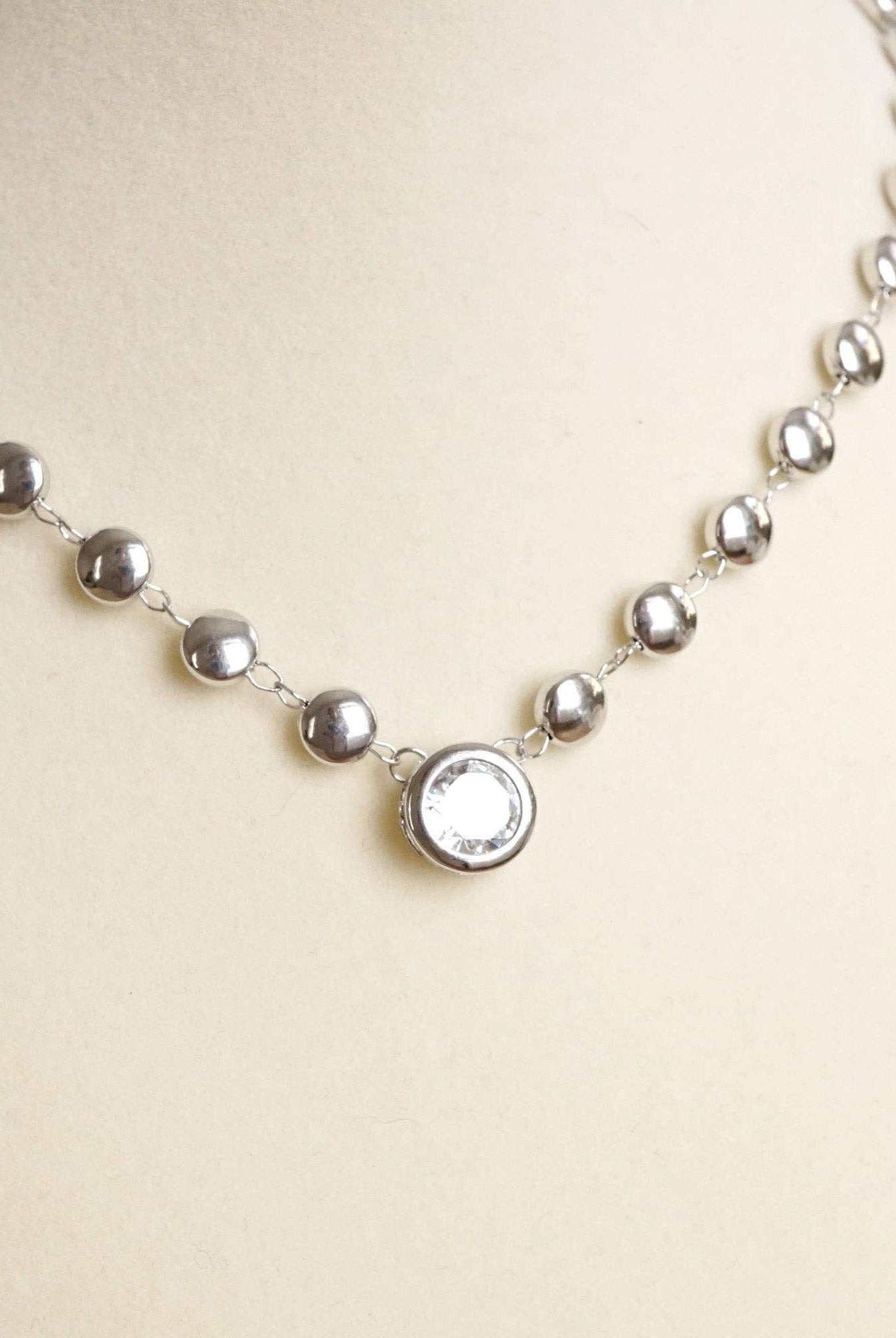 Crystal Pendant Necklace - Silver-250 Jewelry-PennyLine inc-The Lovely Closet, Women's Fashion Boutique in Alexandria, KY