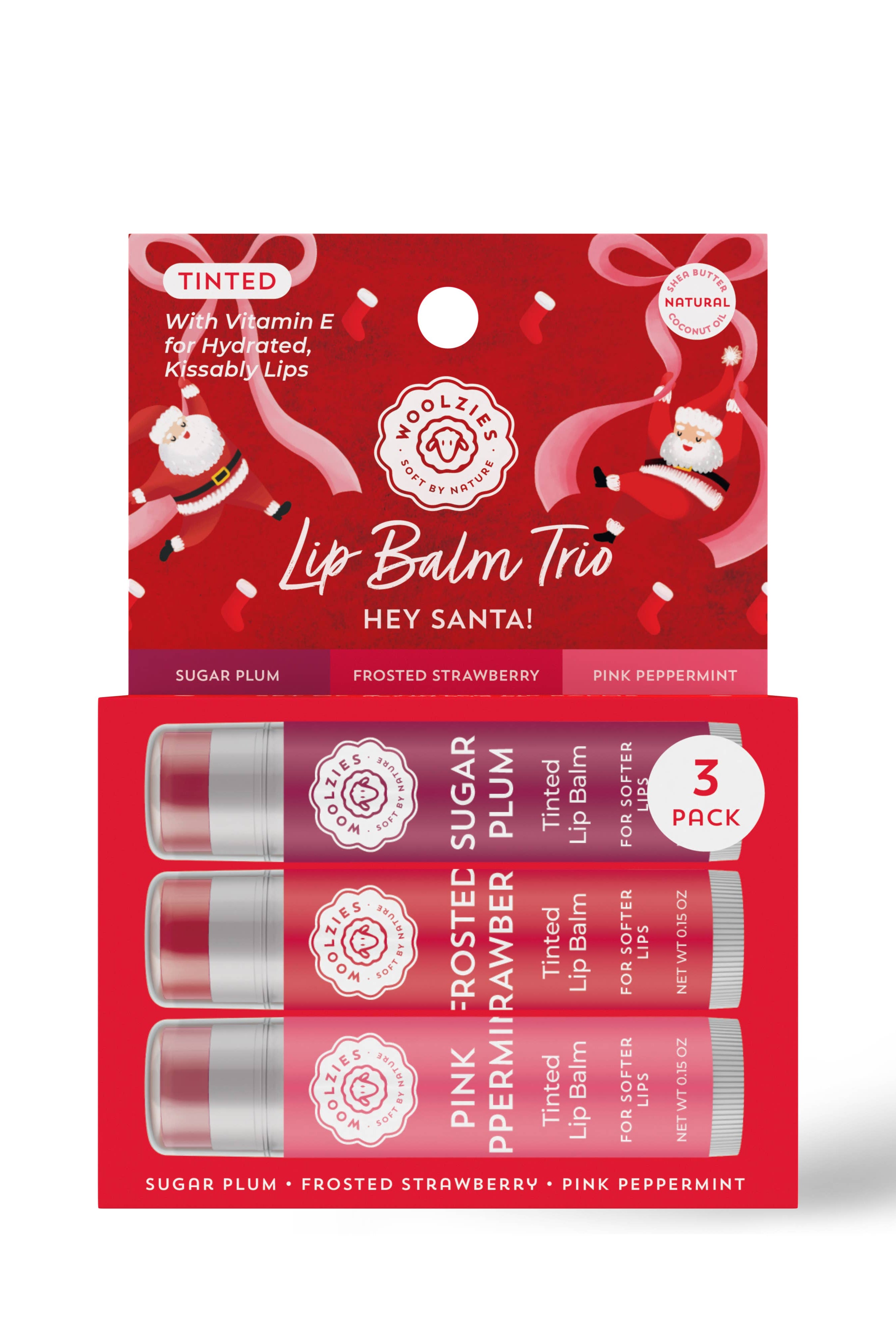 Tinted Shea Butter Lip Balm Trio – Hey Santa!-350 Holiday-Woolzies-The Lovely Closet, Women's Fashion Boutique in Alexandria, KY