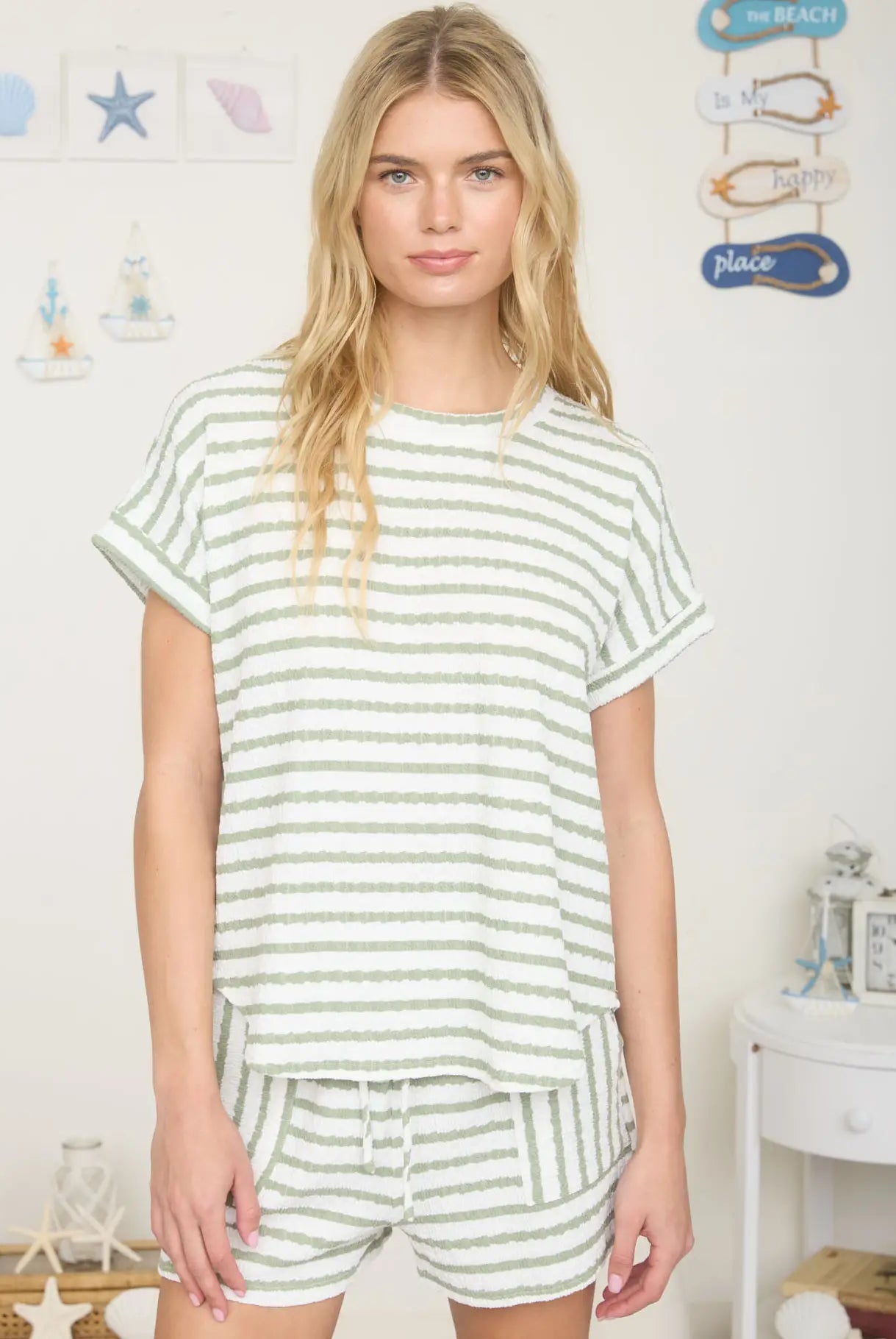 Relax and Repeat Short Sleeve Knit Top -Olive-100 Short Sleeve Tops-Blu Pepper-The Lovely Closet, Women's Fashion Boutique in Alexandria, KY