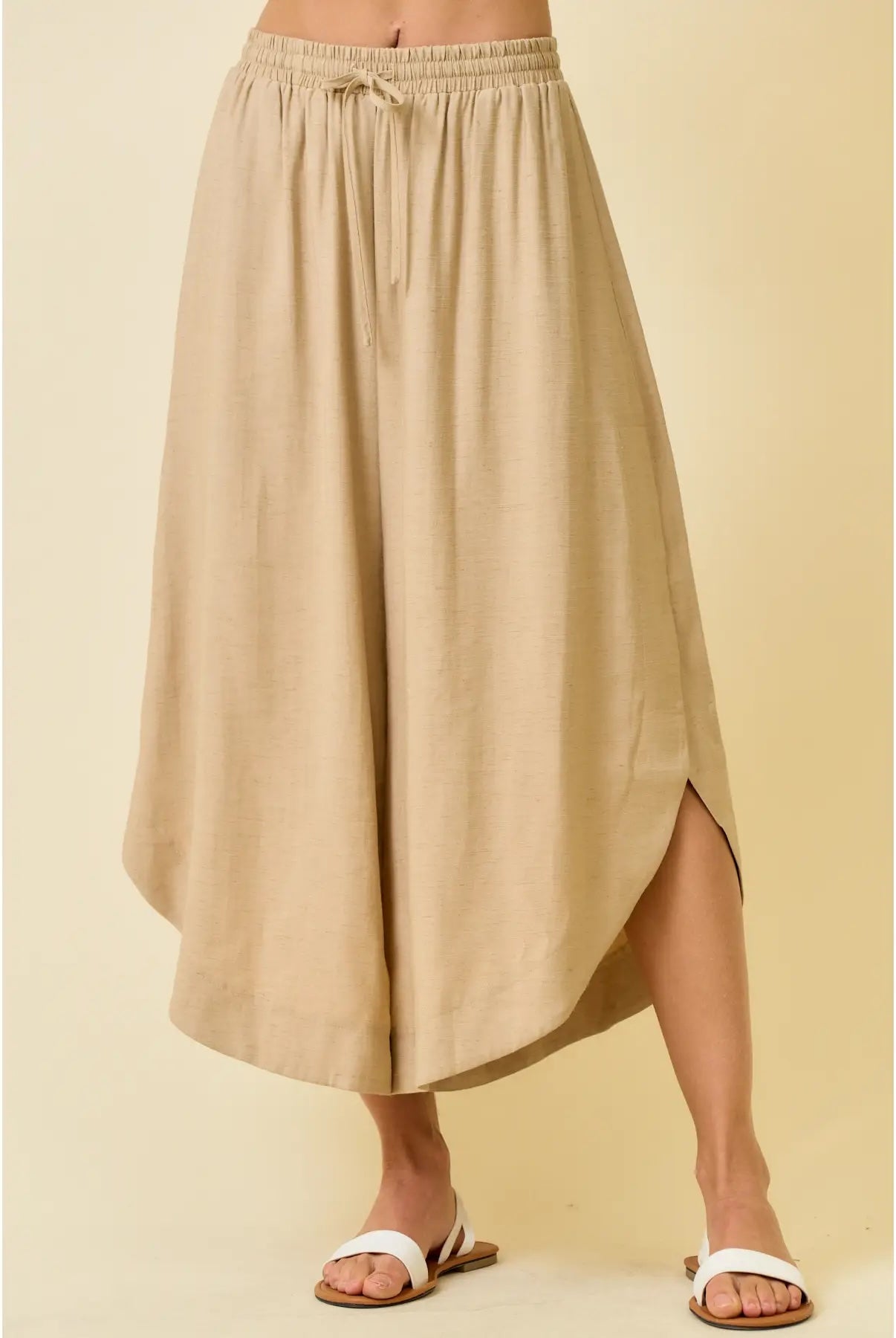 Lightweight & Breezy Culotte Pants - Natural-240 Pants-Doe and Rae-The Lovely Closet, Women's Fashion Boutique in Alexandria, KY
