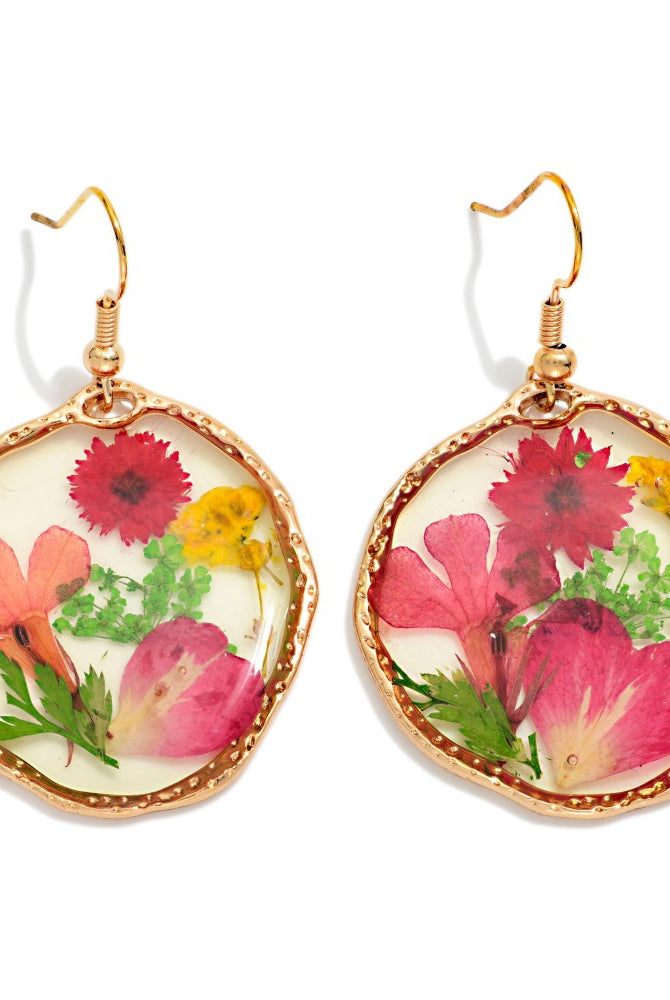 Dried Flower Round Resin Earring-250 Jewelry-judson-The Lovely Closet, Women's Fashion Boutique in Alexandria, KY
