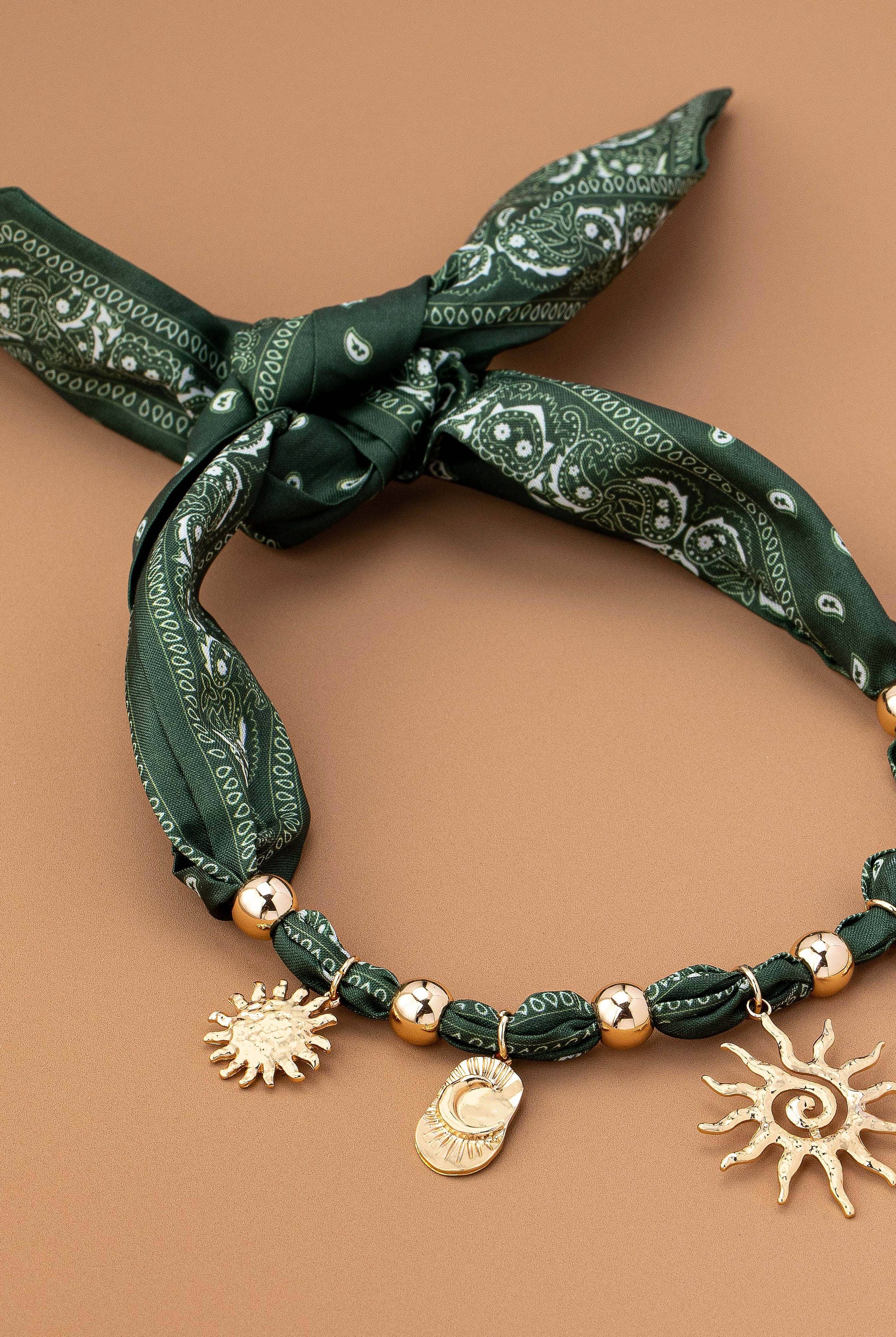 Sunburst Handmade Scarf Necklace - Green-280 Accessories-JOSSLYN by wall to wall-The Lovely Closet, Women's Fashion Boutique in Alexandria, KY