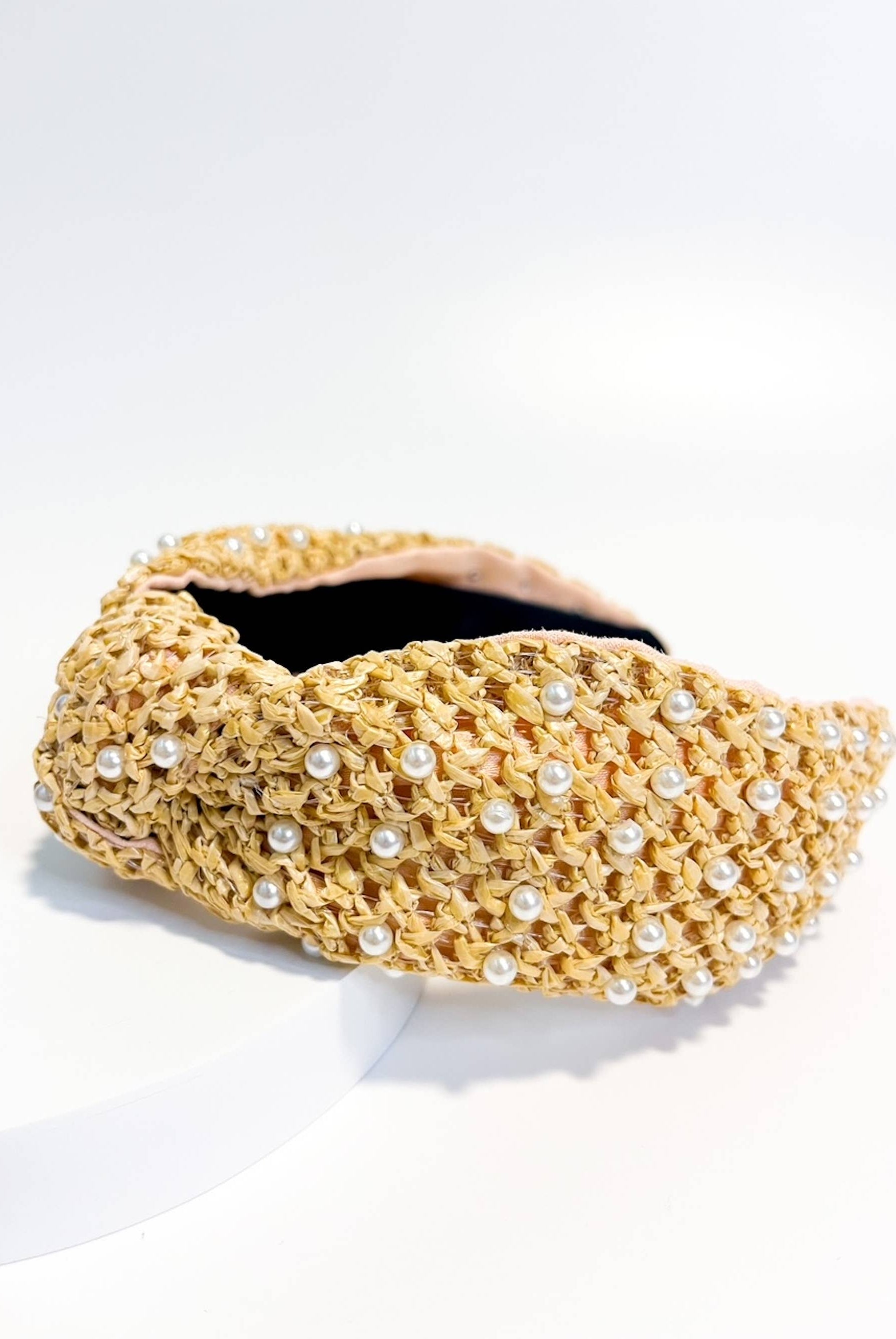 Luxury Winter Holiday Headband - Raffia with Pearls-280 Accessories-Brittyland-The Lovely Closet, Women's Fashion Boutique in Alexandria, KY