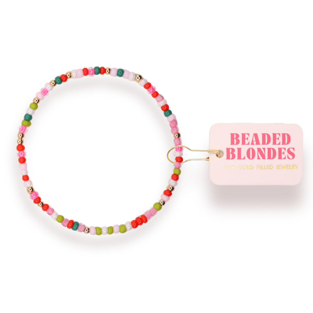 Candy Cane Lane Sprinkle Bracelet: Standard 6.75 inch-bracelet-Beaded Blondes-The Lovely Closet, Women's Fashion Boutique in Alexandria, KY