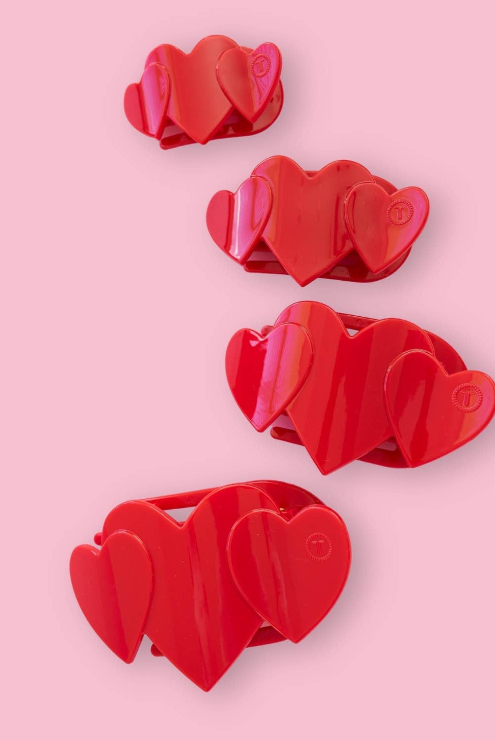 Flat Hair Clip | Large | Red Heart to Heart-300 Headwear-TELETIES-The Lovely Closet, Women's Fashion Boutique in Alexandria, KY