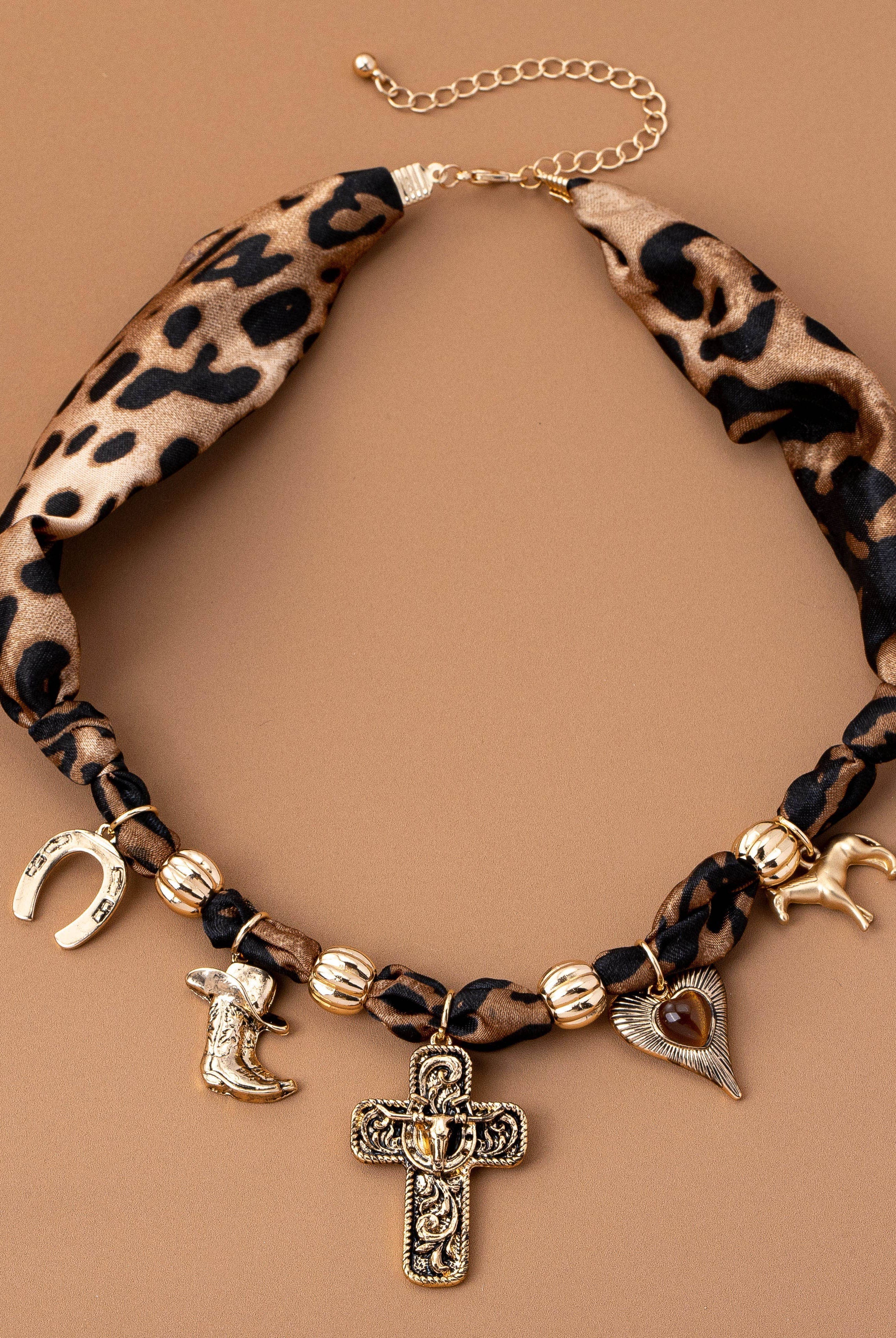 Animal Print Scarf Necklace-280 Accessories-JOSSLYN by wall to wall-The Lovely Closet, Women's Fashion Boutique in Alexandria, KY