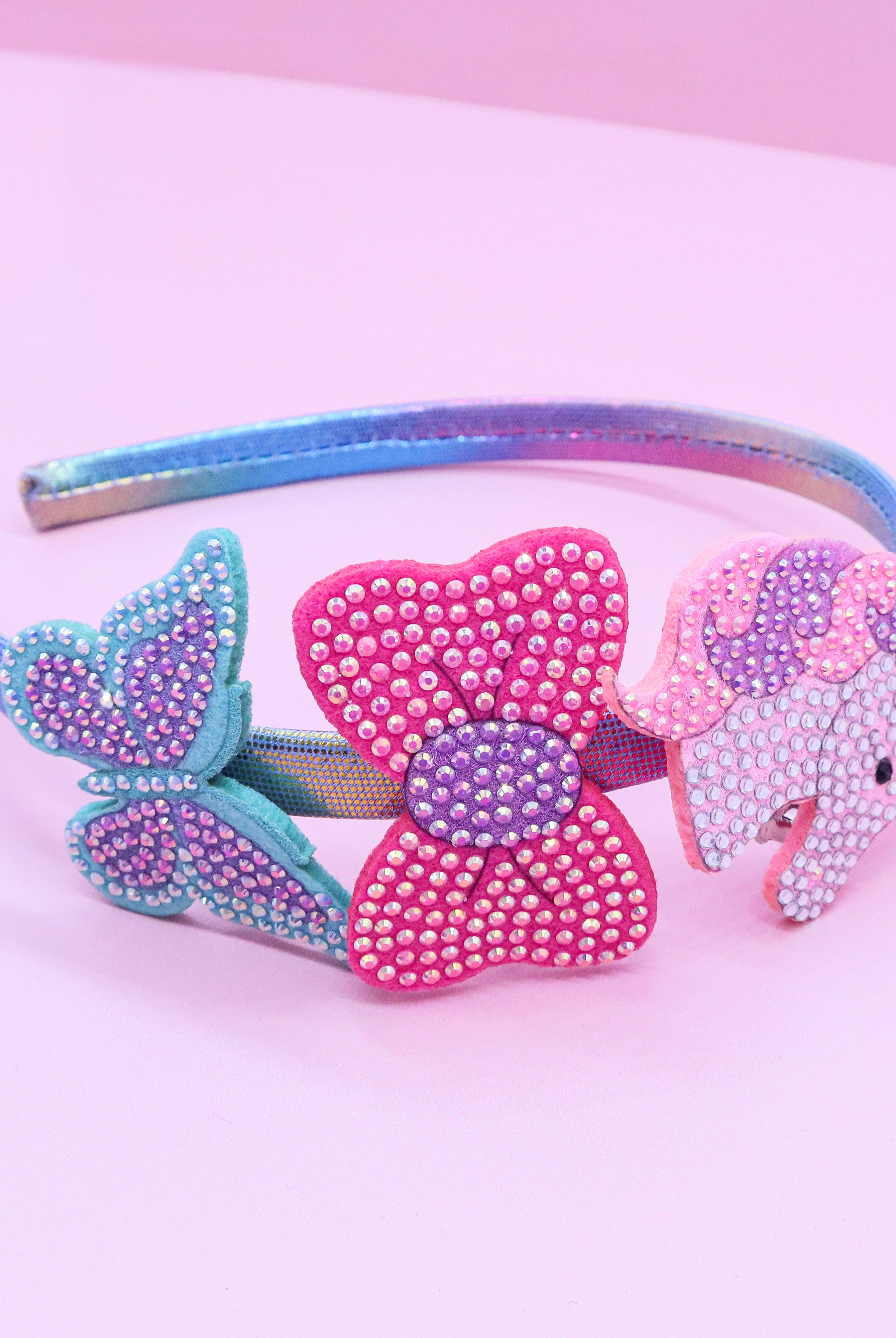 Interchangeable Charm Headband and Hair Clips: Rhinestone Unicorn/Butterfly/Bow-310 Gift-Frog Sac-The Lovely Closet, Women's Fashion Boutique in Alexandria, KY