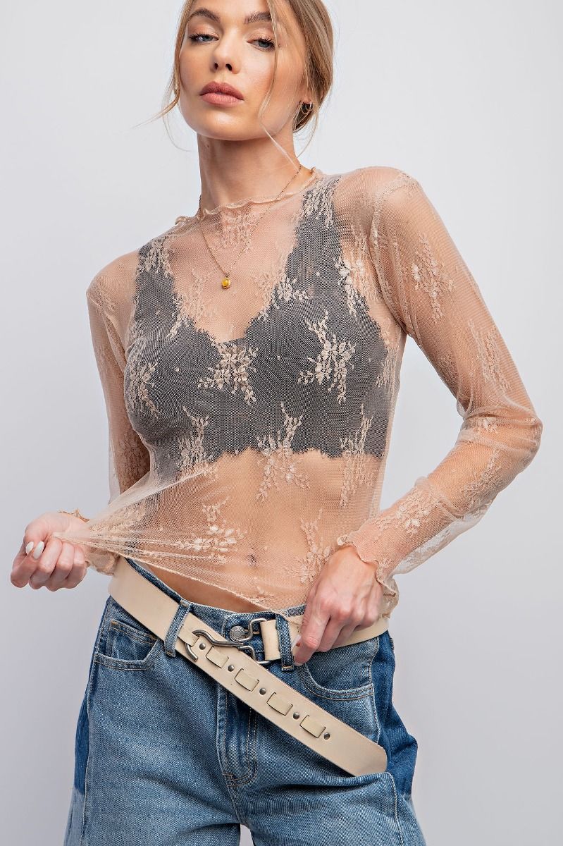 Lacy Layering Top - Beige-120 Sleeveless Tops-easel-The Lovely Closet, Women's Fashion Boutique in Alexandria, KY