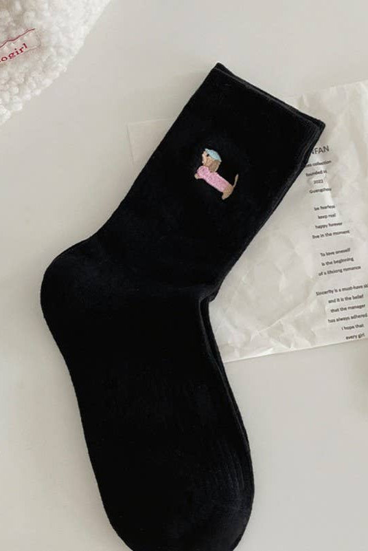 Dog Socks - Ankle Crew - Black-280 Accessories-JOSSLYN by wall to wall-The Lovely Closet, Women's Fashion Boutique in Alexandria, KY
