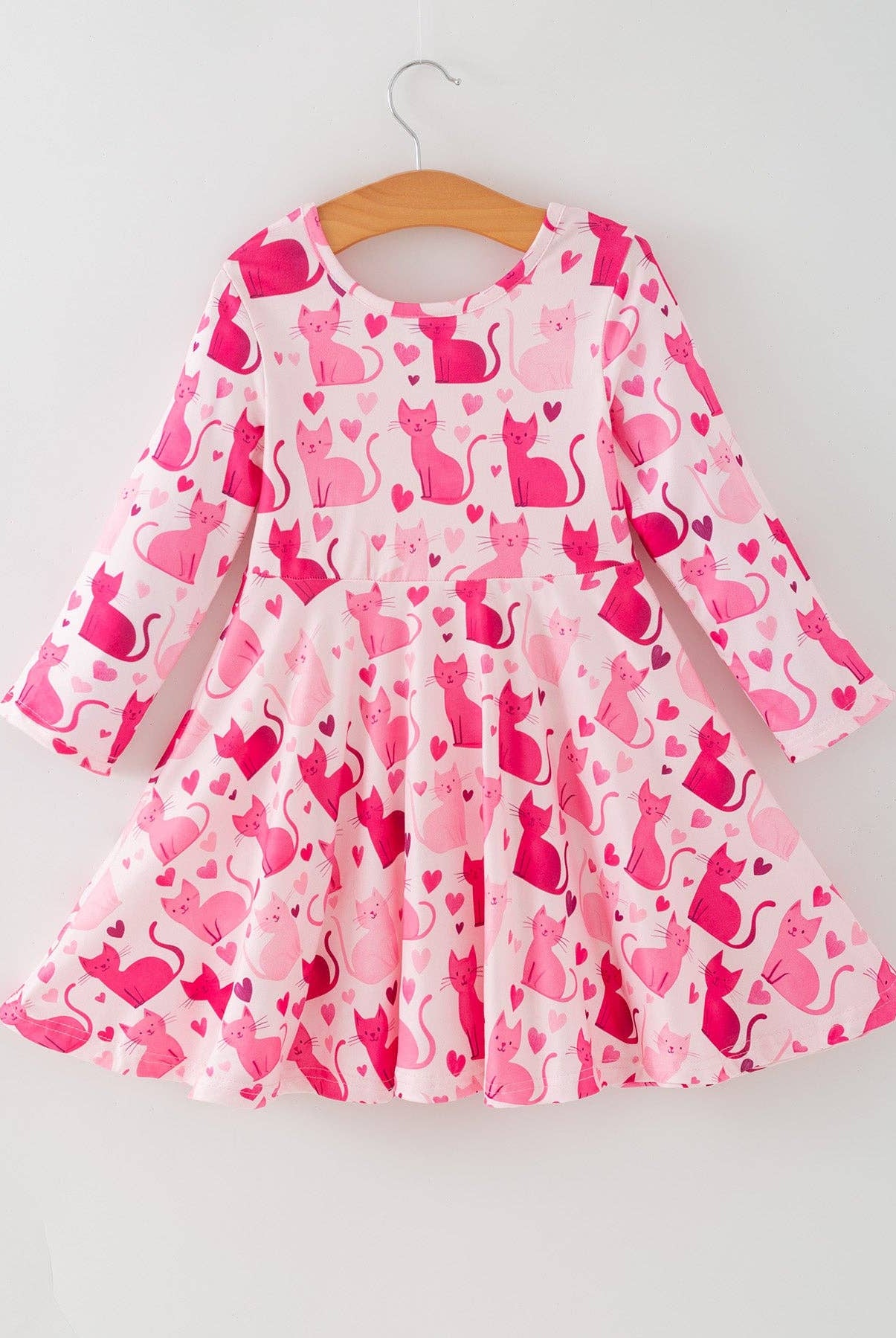 Valentine Toddler Girls Pink Cat Dress-360 Carolines Closet-Rylee Faith Designs-The Lovely Closet, Women's Fashion Boutique in Alexandria, KY