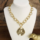 Chunky Chain & Hammered Disc Necklace - Gold-250 Jewelry-PennyLine inc-The Lovely Closet, Women's Fashion Boutique in Alexandria, KY