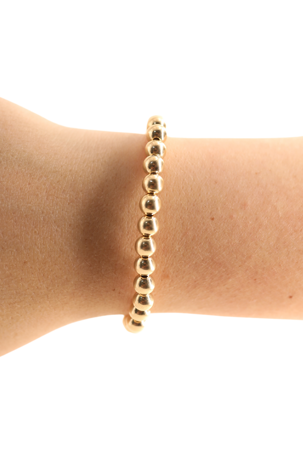 6MM Gold Beaded Bracelet: Standard 6.75 inch-bracelet-Beaded Blondes-The Lovely Closet, Women's Fashion Boutique in Alexandria, KY