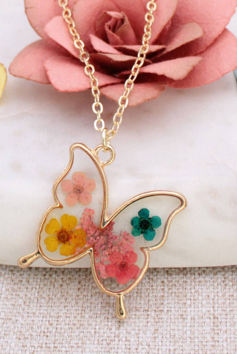 Butterfly Bouquet Dried Flower Necklace-280 Accessories-ZAD-The Lovely Closet, Women's Fashion Boutique in Alexandria, KY