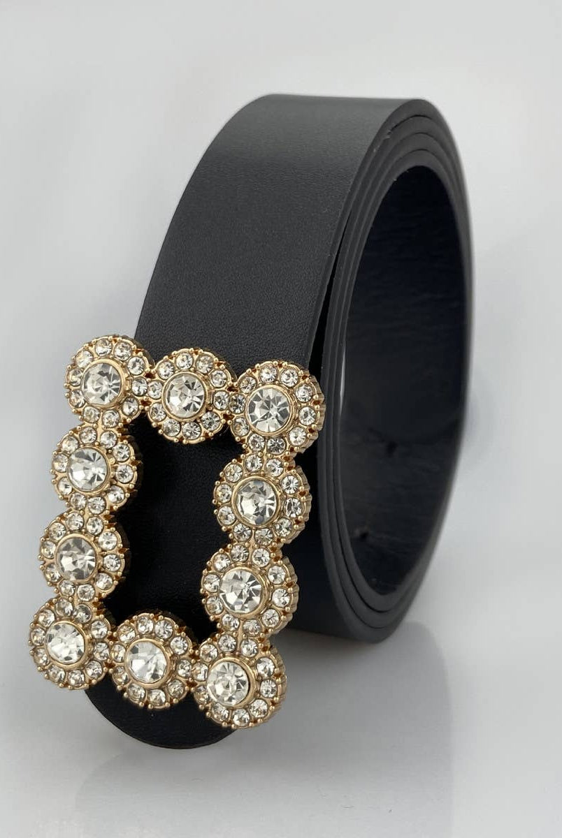 Rhinestone Diamond Buckle Belt - Black-280 Accessories-ACCITY-The Lovely Closet, Women's Fashion Boutique in Alexandria, KY