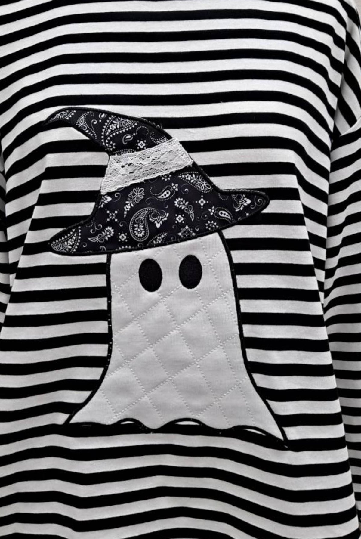 Halloween Ghost Striped Top-110 Long Sleeve Top-Main Strip-The Lovely Closet, Women's Fashion Boutique in Alexandria, KY