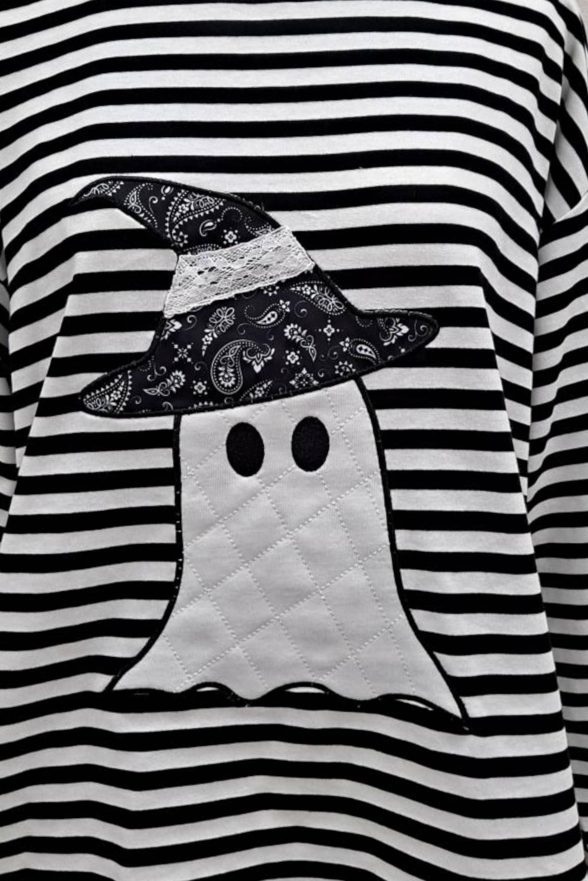 Halloween Ghost Striped Top-110 Long Sleeve Top-Main Strip-The Lovely Closet, Women's Fashion Boutique in Alexandria, KY