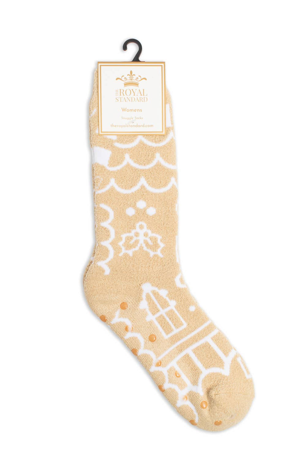 Gingerbread House Snuggle Socks Tan/White One Size-Socks-The Royal Standard-The Lovely Closet, Women's Fashion Boutique in Alexandria, KY