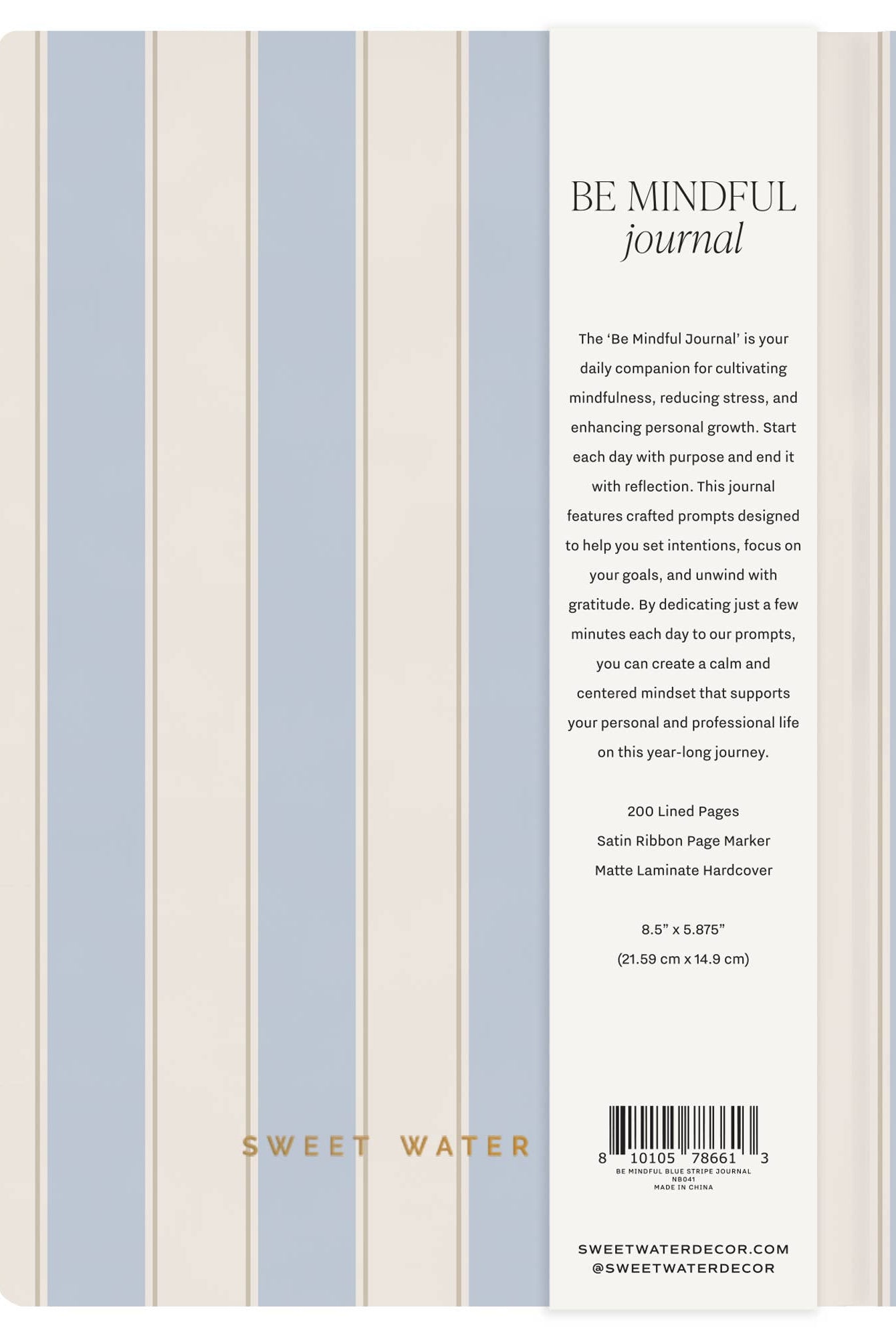 Be Mindful Prompted Journal - Blue Stripes-310 Gift-Sweet Water Decor-The Lovely Closet, Women's Fashion Boutique in Alexandria, KY