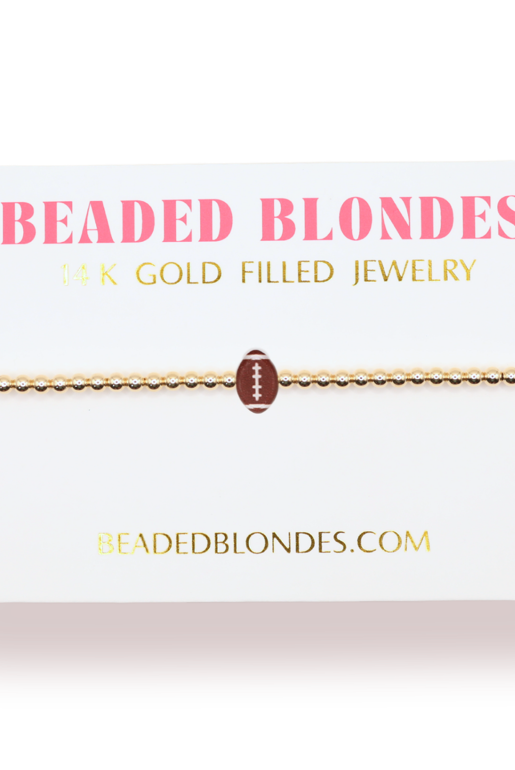 PRE-ORDER Beaded Blondes Football Bracelet on Gold - EXTENDED 7.25 inch-bracelet-Beaded Blondes-The Lovely Closet, Women's Fashion Boutique in Alexandria, KY
