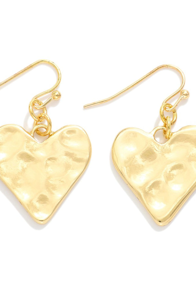Hammered Metal Heart Earrings - Gold-250 Jewelry-judson-The Lovely Closet, Women's Fashion Boutique in Alexandria, KY