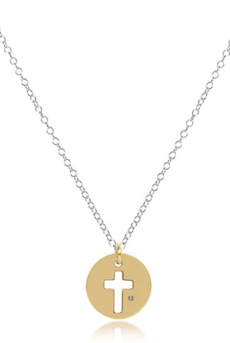 16" Mixed Metal Blessed Disc Charm Necklace-260 eNewton-eNewton-The Lovely Closet, Women's Fashion Boutique in Alexandria, KY