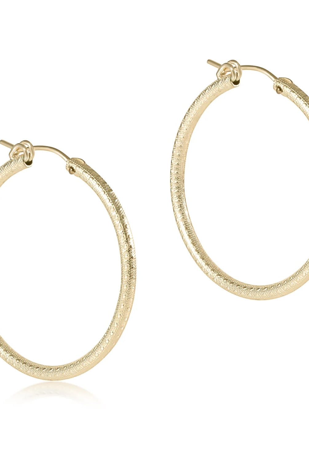 Round Gold 0.5" Hoop - Textured-260 eNewton-eNewton-The Lovely Closet, Women's Fashion Boutique in Alexandria, KY