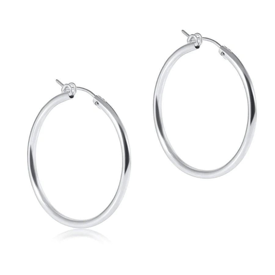 1.25’ Round Sterling Hoop-Earrings-eNewton-The Lovely Closet, Women's Fashion Boutique in Alexandria, KY