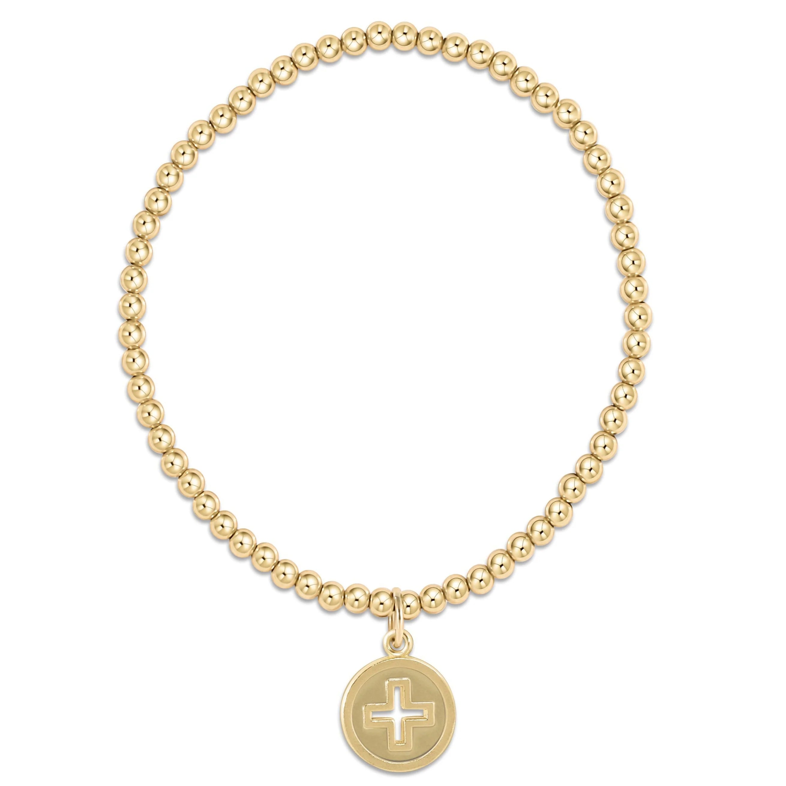 Classic Gold 3mm Signature Cross Disc Bracelet-260 eNewton-eNewton-The Lovely Closet, Women's Fashion Boutique in Alexandria, KY