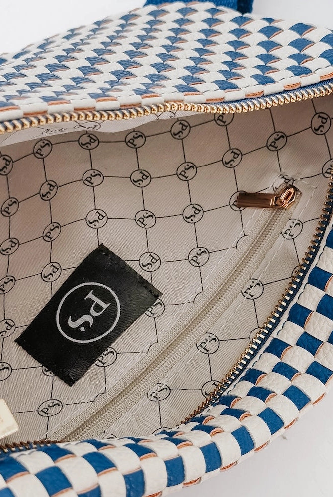 Westlyn Woven Bum Bag - Blue & White Check-290 Bag/Handbags-Pretty Simple-The Lovely Closet, Women's Fashion Boutique in Alexandria, KY