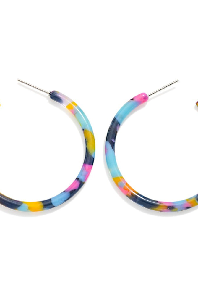 Pink & Teal Marbled Thin Hoop-250 Jewelry-judson-The Lovely Closet, Women's Fashion Boutique in Alexandria, KY