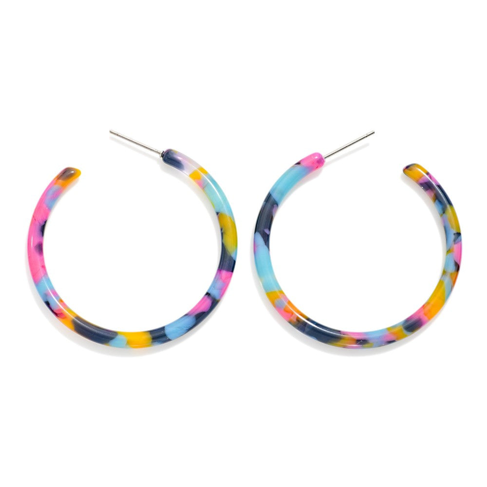 Pink & Teal Marbled Thin Hoop-250 Jewelry-judson-The Lovely Closet, Women's Fashion Boutique in Alexandria, KY