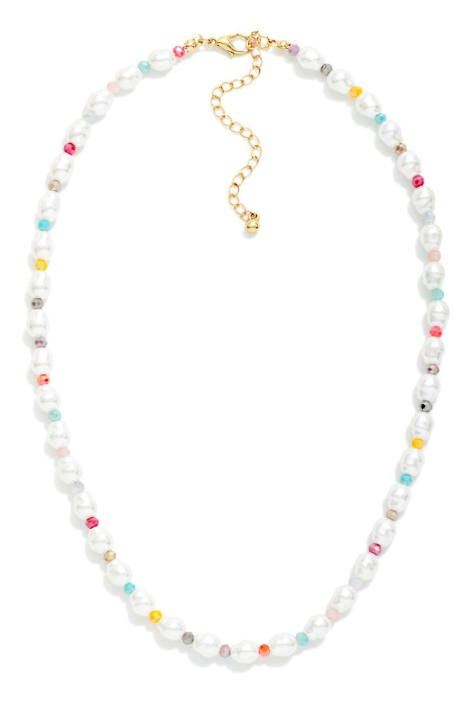 Pearl & Faceted Multi Color Bead Necklace-280 Accessories-judson-The Lovely Closet, Women's Fashion Boutique in Alexandria, KY