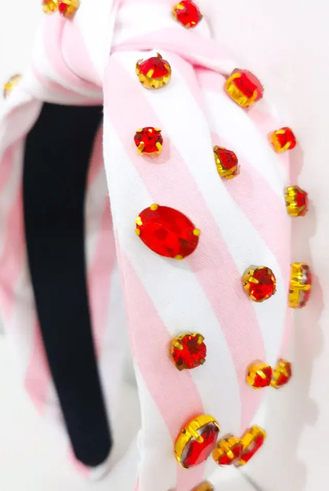 Festive Headbands- Pink Stripe-300 Headwear-Brittyland-The Lovely Closet, Women's Fashion Boutique in Alexandria, KY