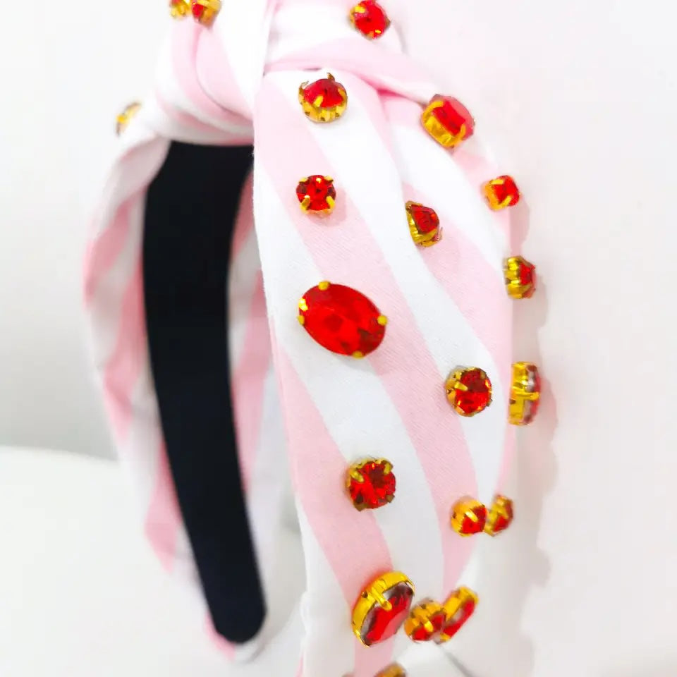 Festive Headbands- Pink Stripe-300 Headwear-Brittyland-The Lovely Closet, Women's Fashion Boutique in Alexandria, KY