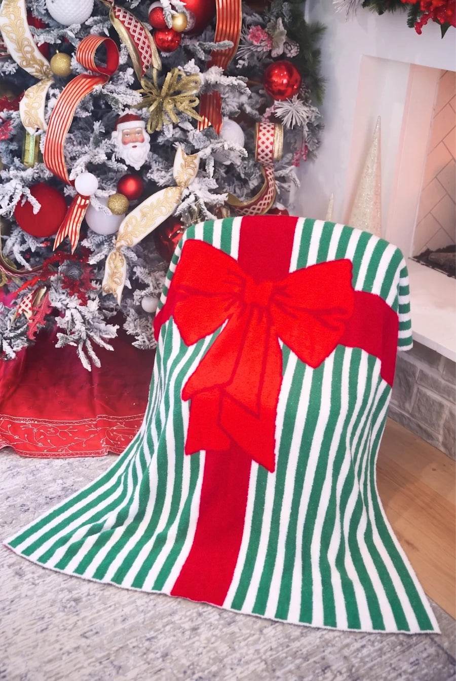 Jess Lea Wrapped w/ a Bow Blanket - Red & Green-350 Holiday-Jess Lea-The Lovely Closet, Women's Fashion Boutique in Alexandria, KY