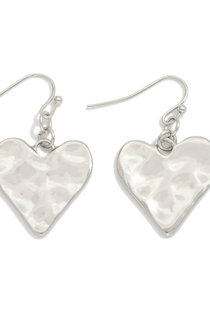 Hammered Metal Heart Earrings - Silver-250 Jewelry-judson-The Lovely Closet, Women's Fashion Boutique in Alexandria, KY