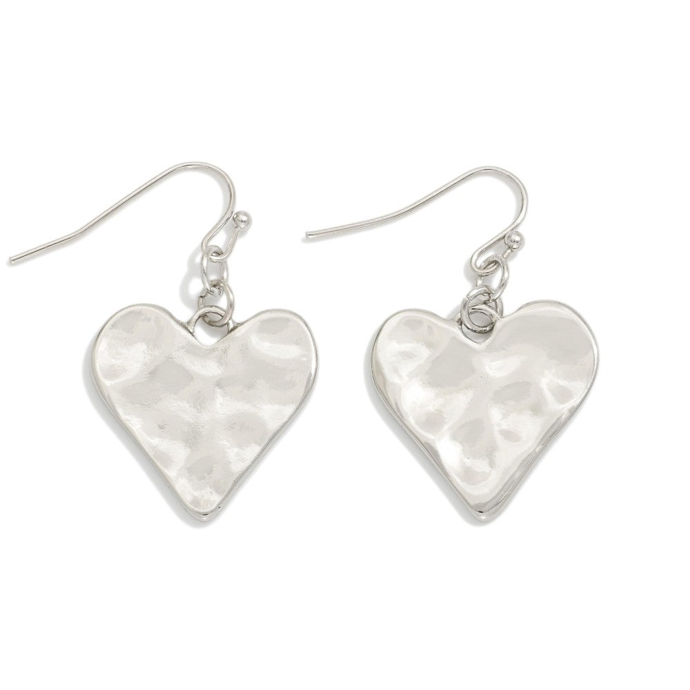 Hammered Metal Heart Earrings - Silver-250 Jewelry-judson-The Lovely Closet, Women's Fashion Boutique in Alexandria, KY