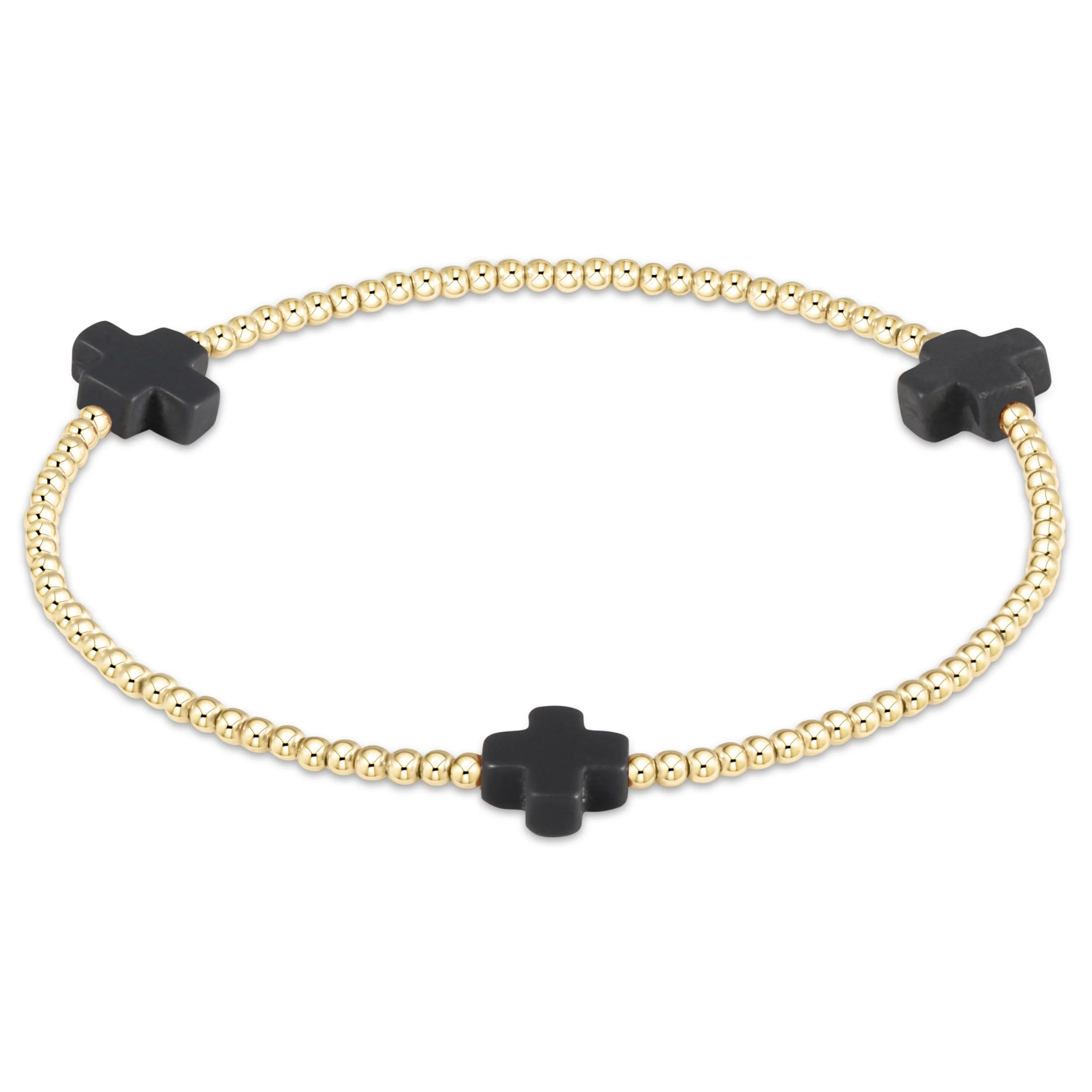 Signature Cross Gold Pattern 2mm Bead Bracelet-260 eNewton-eNewton-The Lovely Closet, Women's Fashion Boutique in Alexandria, KY